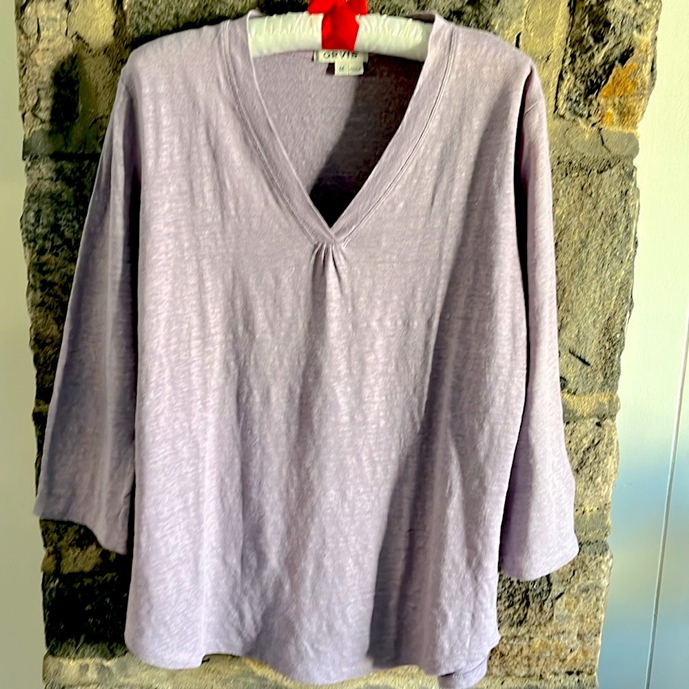 ORVIS V-Neck Line Top Size M Lilac
